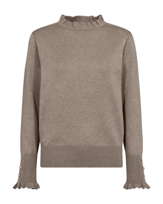 PULLOVER DAMEN FQKATIE VON FREE/QUENT IN TAUPE MZ#00511 mode-zauber
