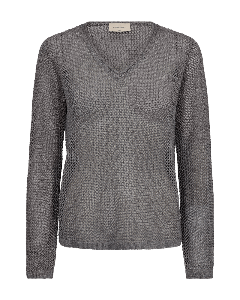 PULLOVER DAMEN FQTERNE VON FREE/QUENT IN MEDIUM GRAU MEL. W. SILBER MZ#00516 mode-zauber