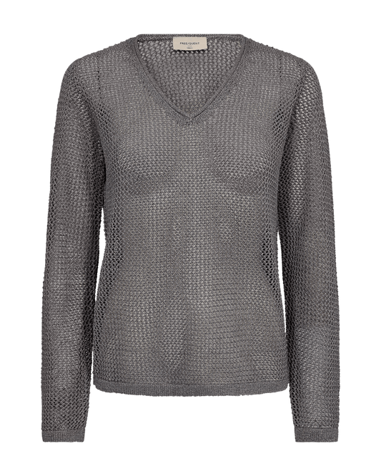 PULLOVER DAMEN FQTERNE VON FREE/QUENT IN MEDIUM GRAU MEL. W. SILBER MZ#00516 mode-zauber