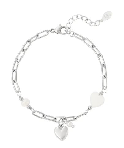 GLIEDERBAND MIT HERZ UND PERLE - SILBER MZ#00072 - Mode-Zauber