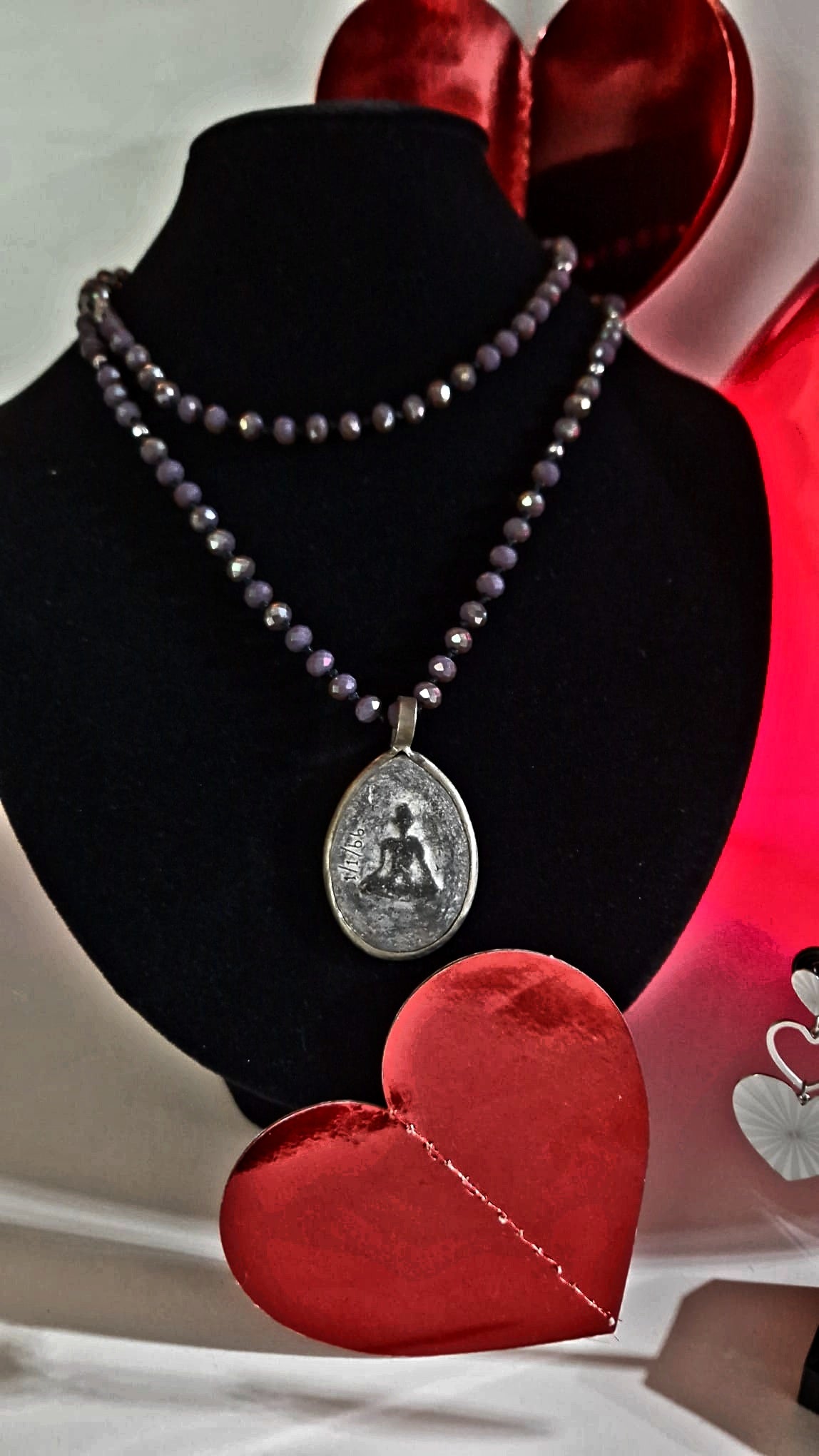 ICON KETTE BUDDHA 22 6 CM SILVER/PURPLE MZ#00112 - Mode-Zauber
