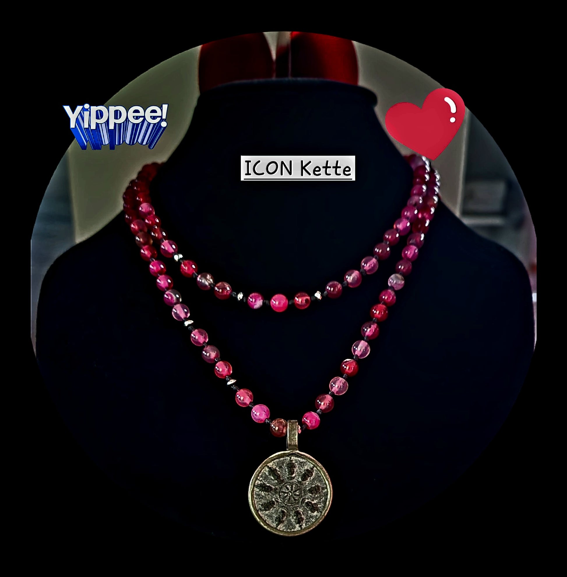 ICON KETTE BUDDHA 410 6 CM SILVER/AGATA CERISE MZ#00114 - Mode-Zauber