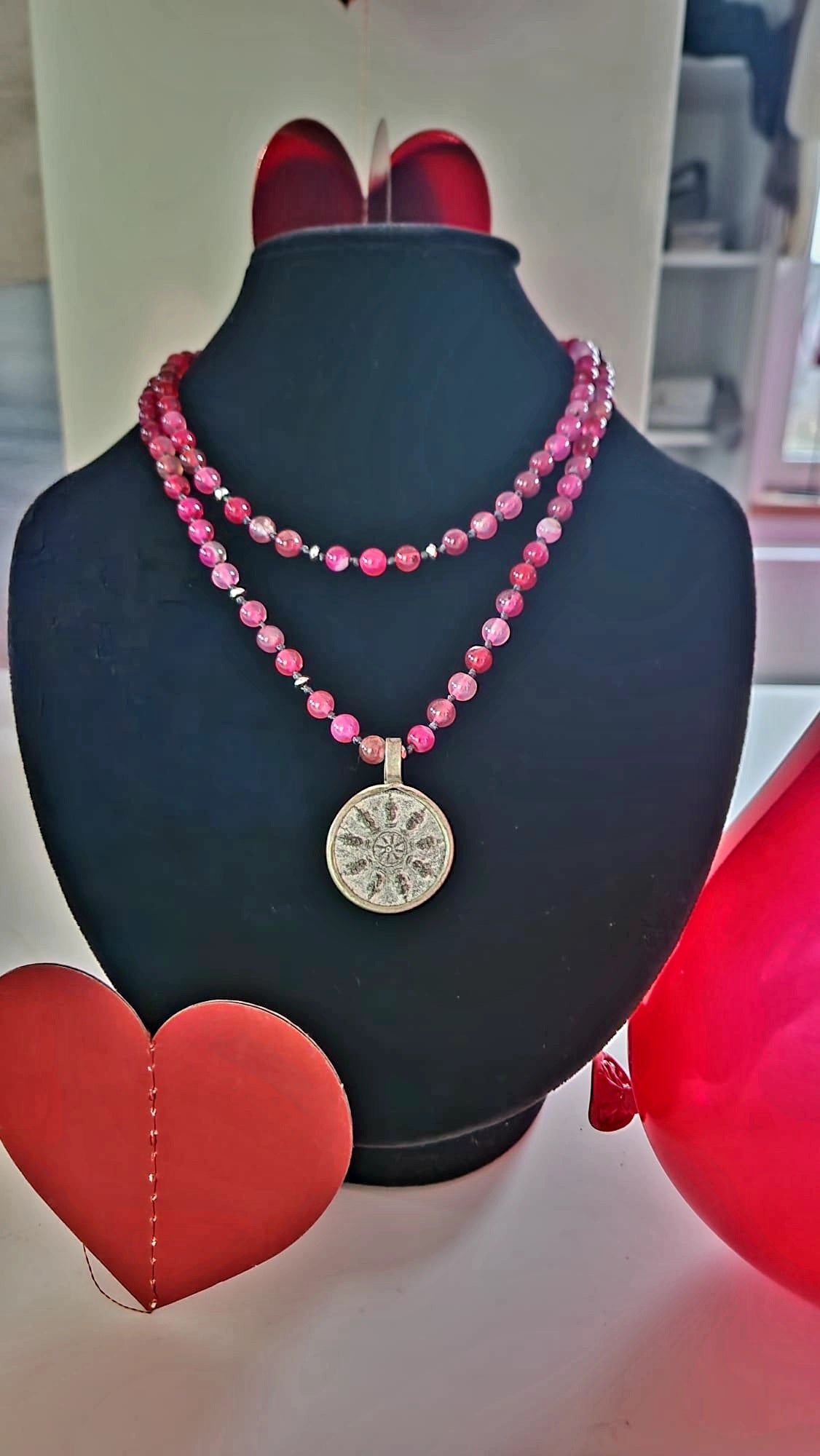 ICON KETTE BUDDHA 410 6 CM SILVER/AGATA CERISE MZ#00114 - Mode-Zauber