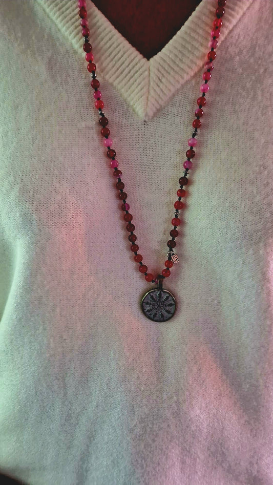 ICON KETTE BUDDHA 410 6 CM SILVER/AGATA CERISE MZ#00114 - Mode-Zauber