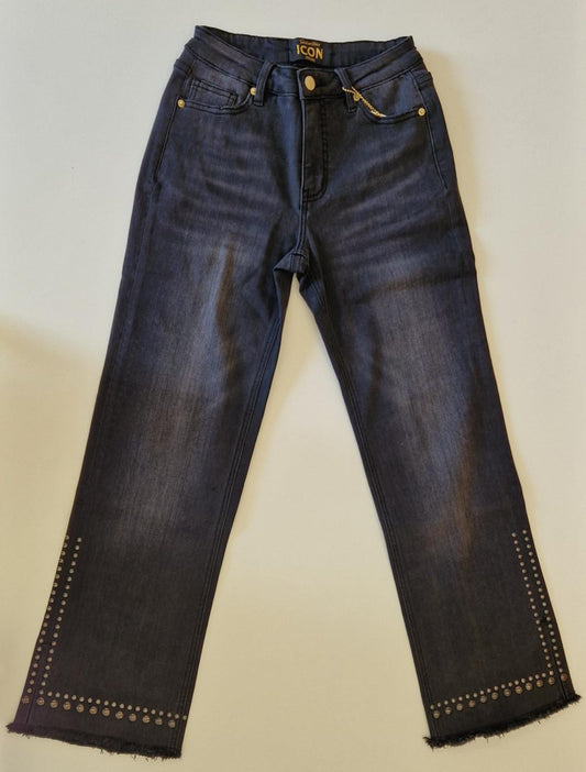 JEANS PINK GIN SLIT VON SENORITAS ICON IN USED BLACK MZ#00971 Mode-Zauber