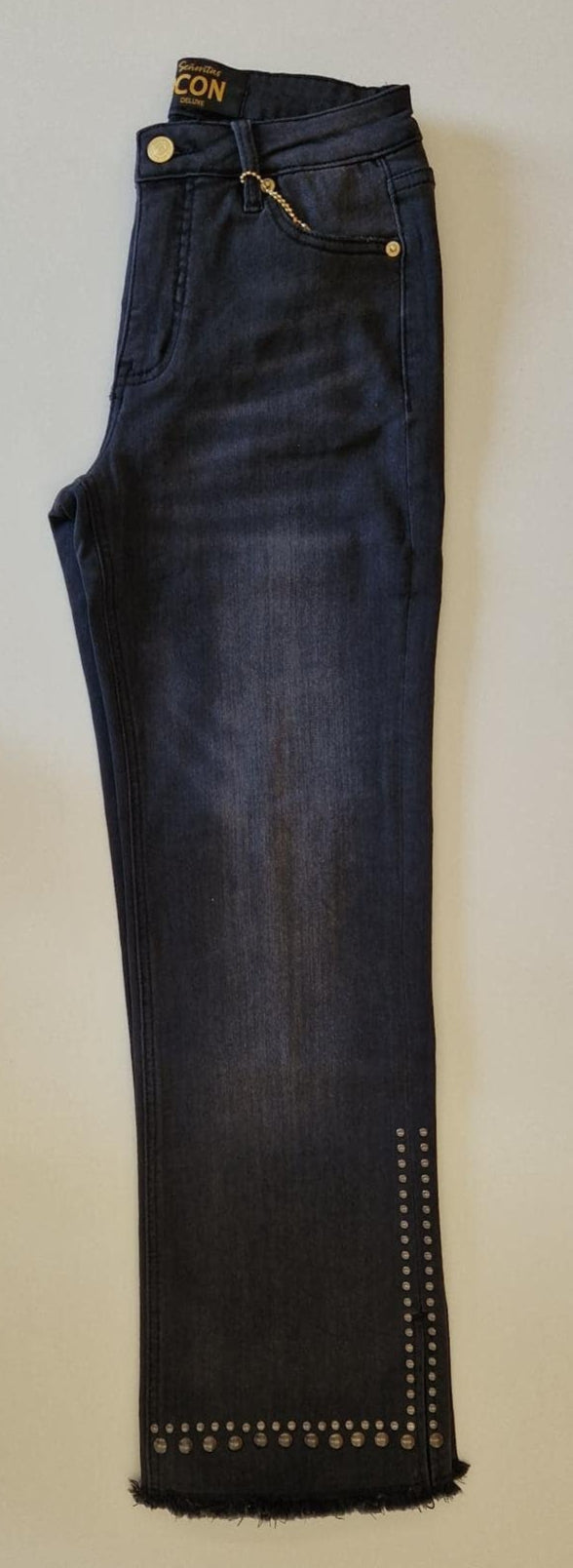 JEANS PINK GIN SLIT VON SENORITAS ICON IN USED BLACK MZ#00971 Mode-Zauber