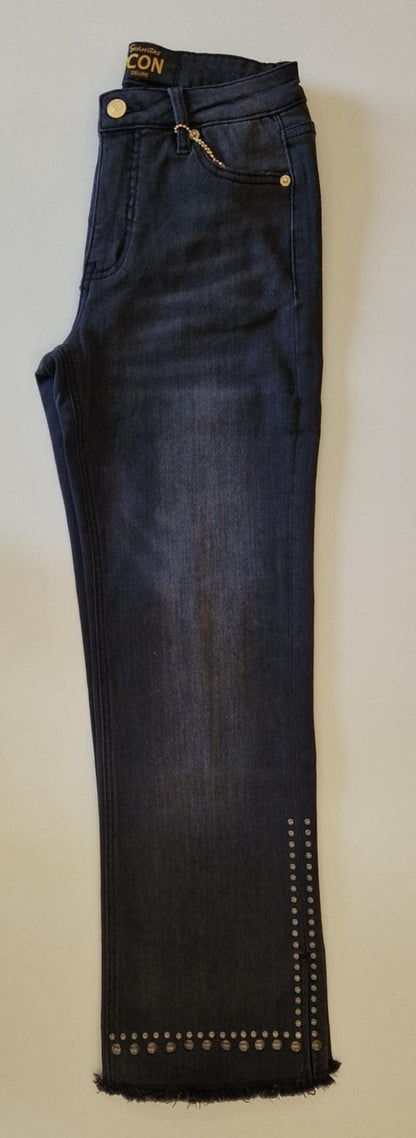 JEANS PINK GIN SLIT VON SENORITAS ICON IN USED BLACK MZ#00971 Mode-Zauber