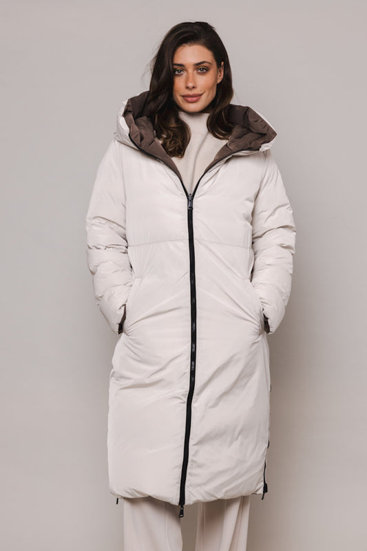 MANTEL DAMEN LONG PADDED VON RINO & PELLE IN TAUPE AND STONE MZ#00271 mode-zauber