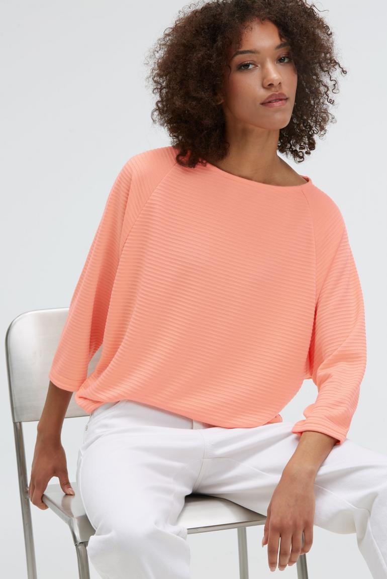 SWEATSHIRT SPA:CE MIT VERKÜRZTEN RAGLANÄRMELN VON SENSES IN PEACH NECTAR MZ#00950 Mode-Zauber