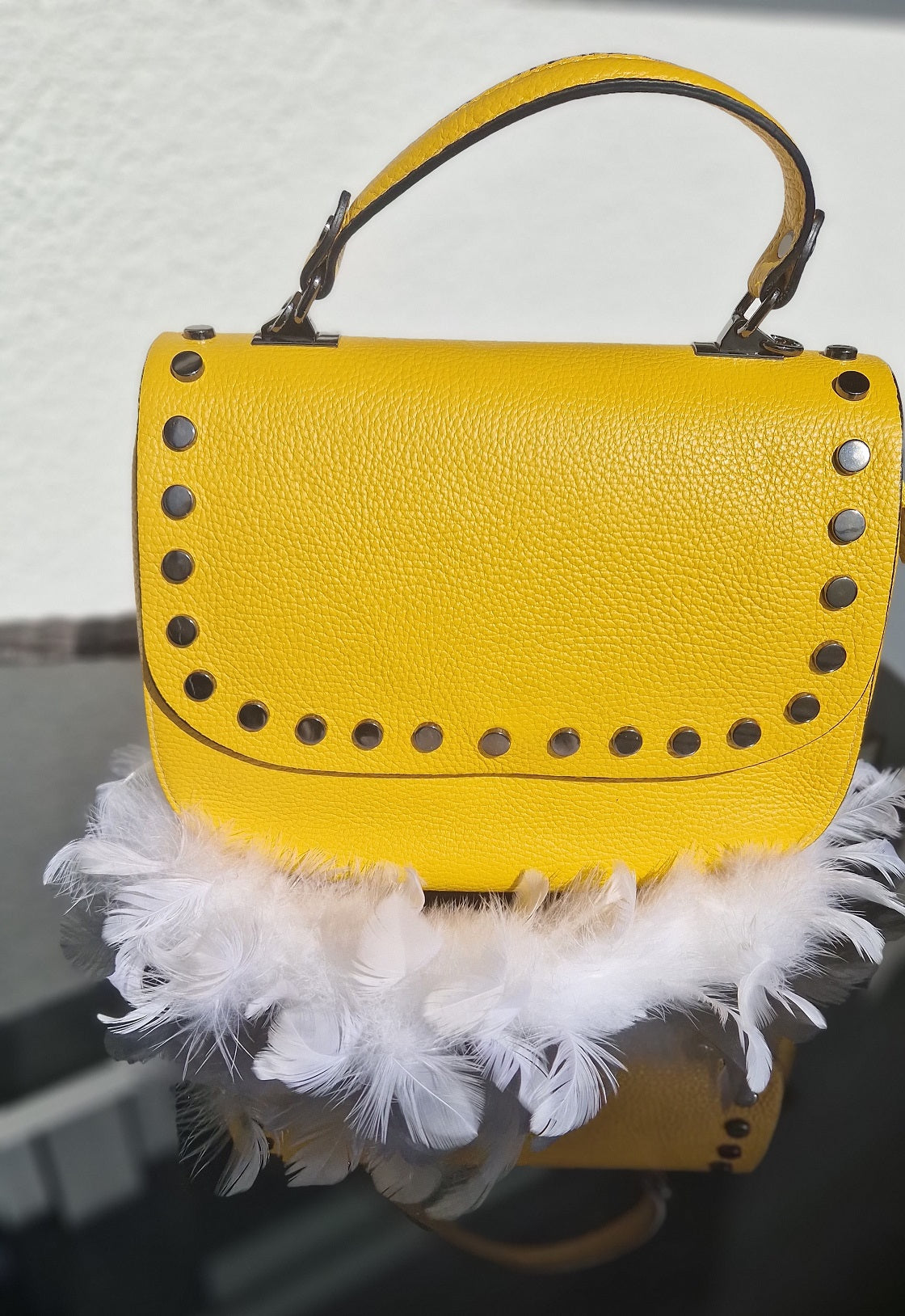 HANDTASCHE KLEIN GELB LEDER MZ#00088 - Mode-Zauber