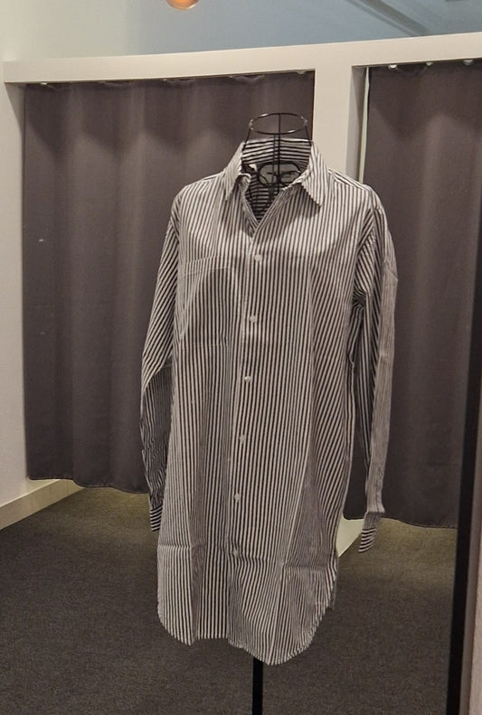 BLUSE LANG BLOS:SOM VON SENSES IN WEISS MIT SCHWARZEN STREIFEN MZ#01044 Mode-Zauber