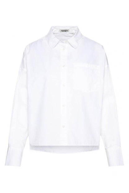 BLUSE BER:RY AUS POPELINE IM BOXY FIT VON SENSES IN WEISS MZ#00884 Mode-Zauber