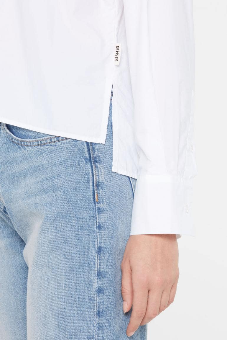BLUSE BER:RY AUS POPELINE IM BOXY FIT VON SENSES IN WEISS MZ#00884 Mode-Zauber