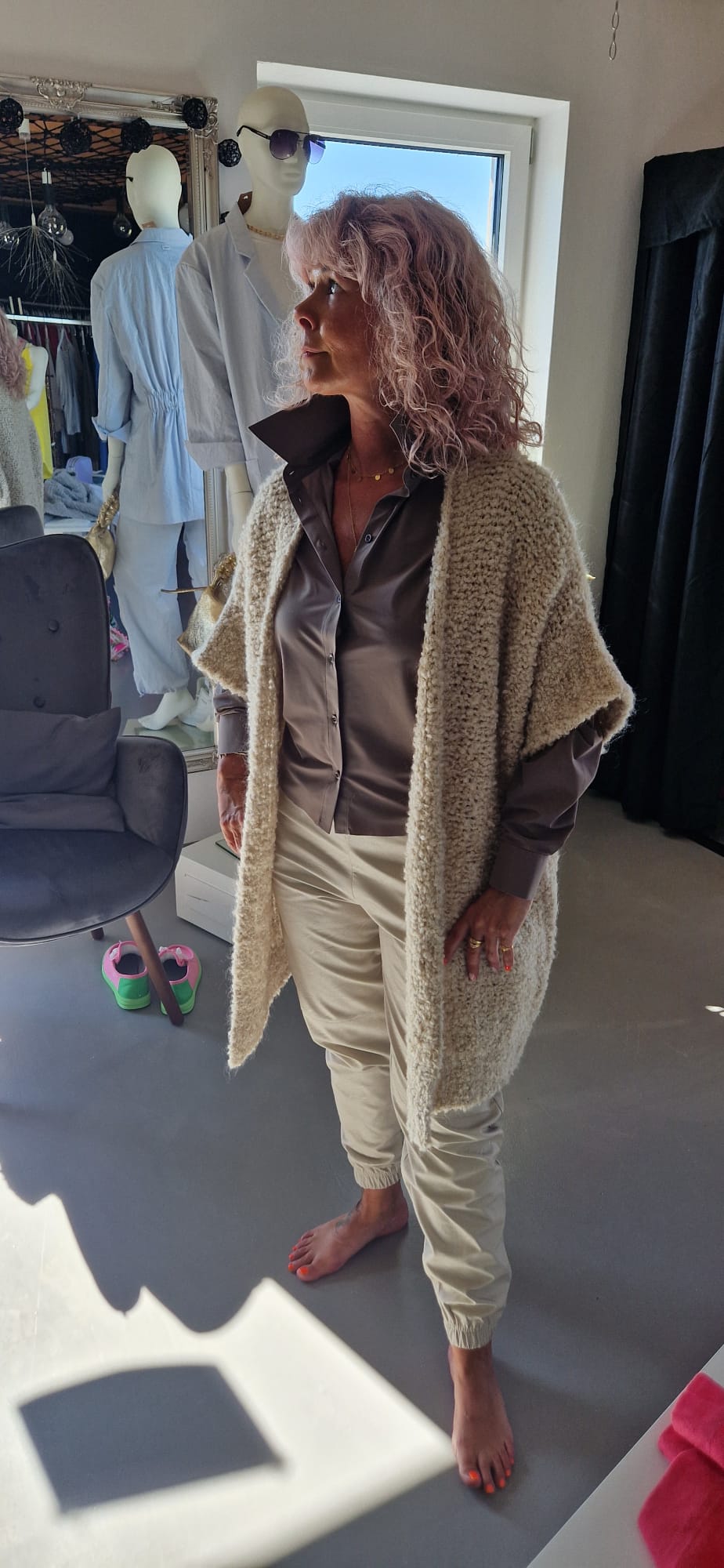 STRICKJACKE FUER DAMEN LANG ISSA BEIGE MZ#00599 Mode-Zauber