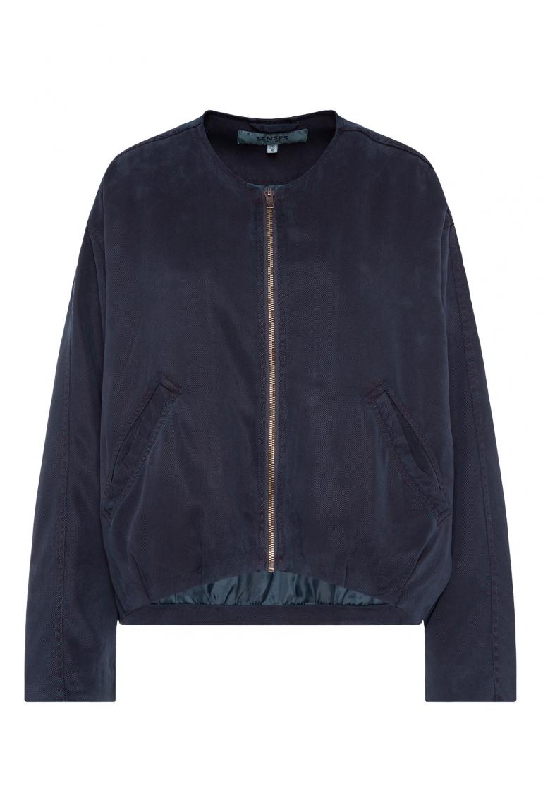 BLOUSEN OV:AR MIT GEWASCHENER TWILL-STRUKTUR VON SENSES IN BLUE NAVY MZ#00947 Mode-Zauber