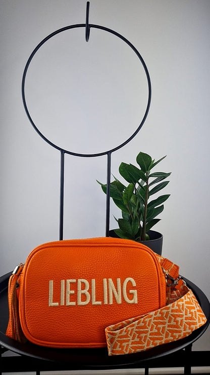 LEDERTASCHE MIT GURT ORANGE MZ#00183 - Mode-Zauber