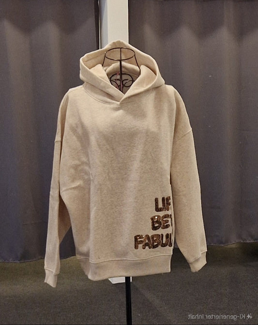 HOODIE ÜBERSCHNITTEN VON THESHIRT PROJEKT IN LIGHTBEIGEMELANGE MZ#01011 Mode-Zauber