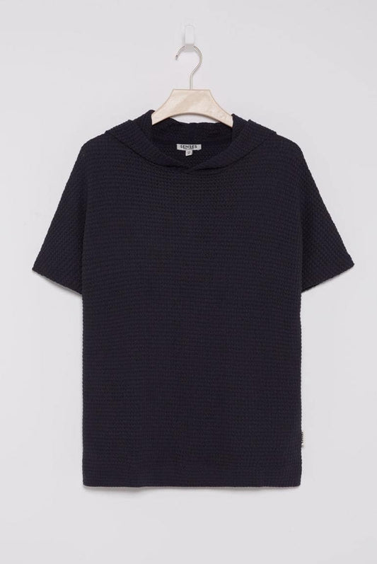 STRICK-HOODIE MIT KURZARM KLE:O VON SENSES IN NIGHT NAVY MZ#00858 Mode-Zauber