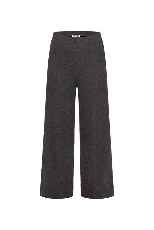 WIDE LEG PANTS POLA:RIS AUS JERSEY-RIPPSTRICK VON SENSES IN ANTHRA MELANGE MZ#01000 Mode-Zauber