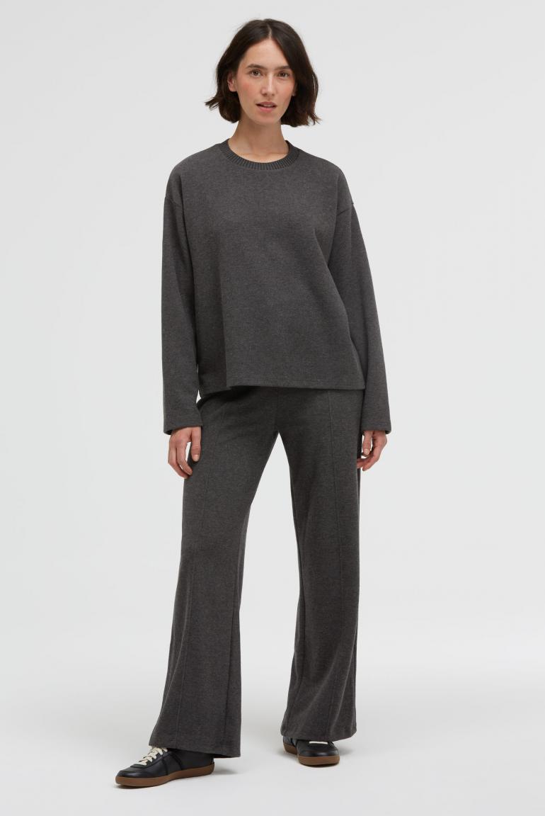 WIDE LEG PANTS POLA:RIS AUS JERSEY-RIPPSTRICK VON SENSES IN ANTHRA MELANGE MZ#01000 Mode-Zauber