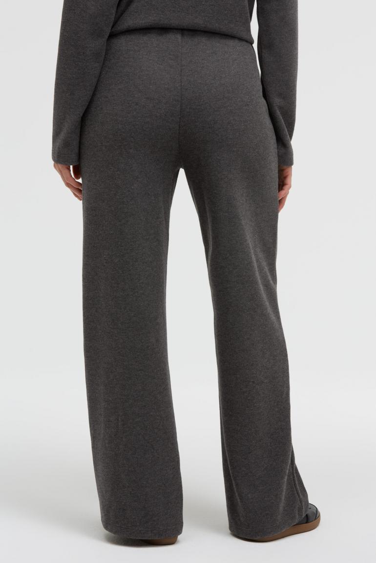 WIDE LEG PANTS POLA:RIS AUS JERSEY-RIPPSTRICK VON SENSES IN ANTHRA MELANGE MZ#01000 Mode-Zauber