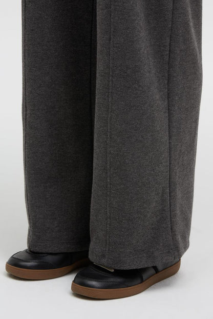 WIDE LEG PANTS POLA:RIS AUS JERSEY-RIPPSTRICK VON SENSES IN ANTHRA MELANGE MZ#01000 Mode-Zauber