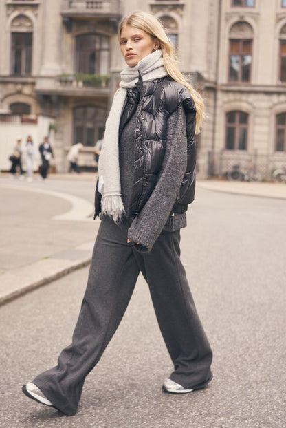 WIDE LEG PANTS POLA:RIS AUS JERSEY-RIPPSTRICK VON SENSES IN ANTHRA MELANGE MZ#01000 Mode-Zauber