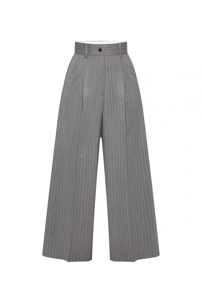 NADELSTREIFENHOSE PE:RI MIT EXTRA WEITEN BEIN VON SENSES IN COZY GREY MZ#01004 Mode-Zauber