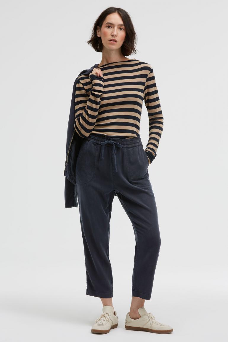 JOGGPANTS PI:O MIT GEWASCHENER TWILL-STRUKTUR VON SENSES IN BLUE NAVY MZ#00946 Mode-Zauber