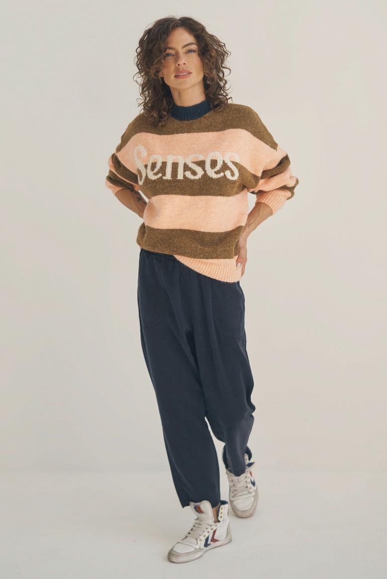 JOGGPANTS PI:O MIT GEWASCHENER TWILL-STRUKTUR VON SENSES IN BLUE NAVY MZ#00946 Mode-Zauber