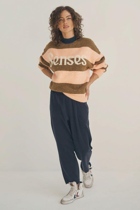 JOGGPANTS PI:O MIT GEWASCHENER TWILL-STRUKTUR VON SENSES IN BLUE NAVY MZ#00946 Mode-Zauber