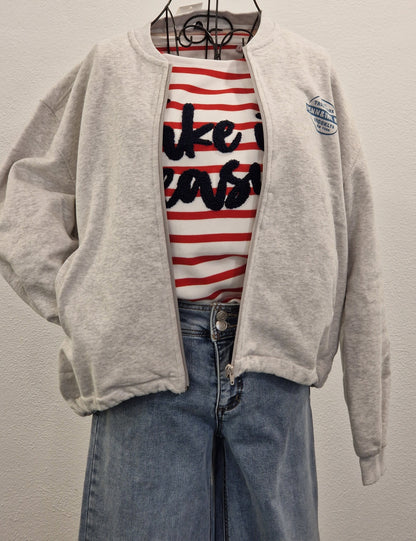 SHIRT U-BOOT VON THESHIRT PROJECT IN CREAM WHITE MIT ROTEN STREIFEN  MZ#00693