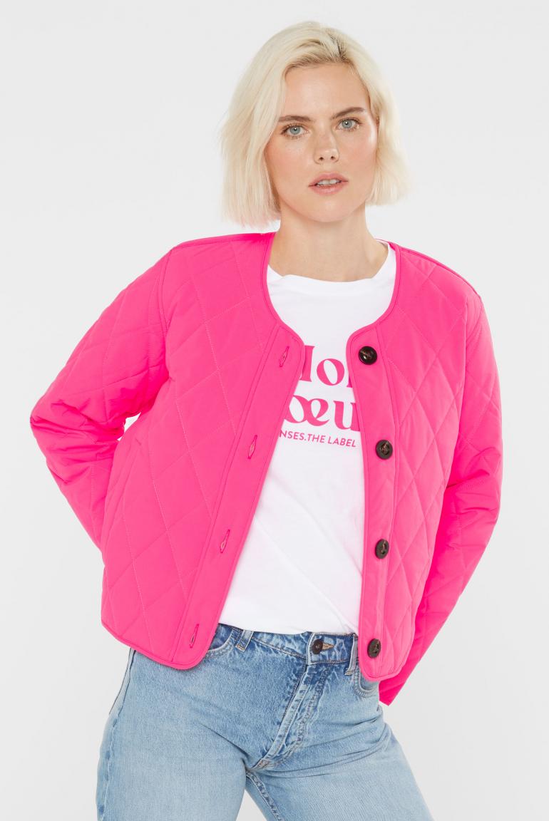 LEICHTE STEPPJACKE MIT KNOPFLEISTE OLI:VIE VON SENSES IN NEON PINK MZ#00877 Mode-Zauber