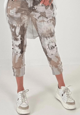 JEANS SEXY WOMEN MIT BRAUN KUHFELL PRINT MZ#00871 Mode-Zauber