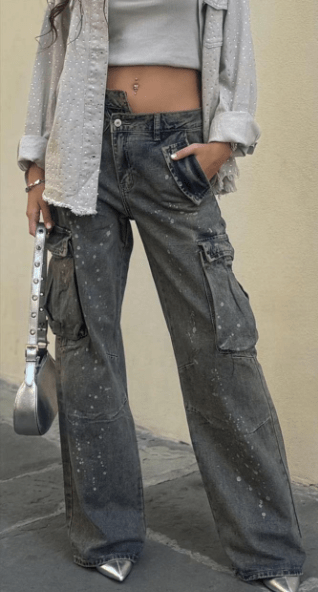 JEANS WIDE LEG IN GRAU MZ#00779 ode-Zauber