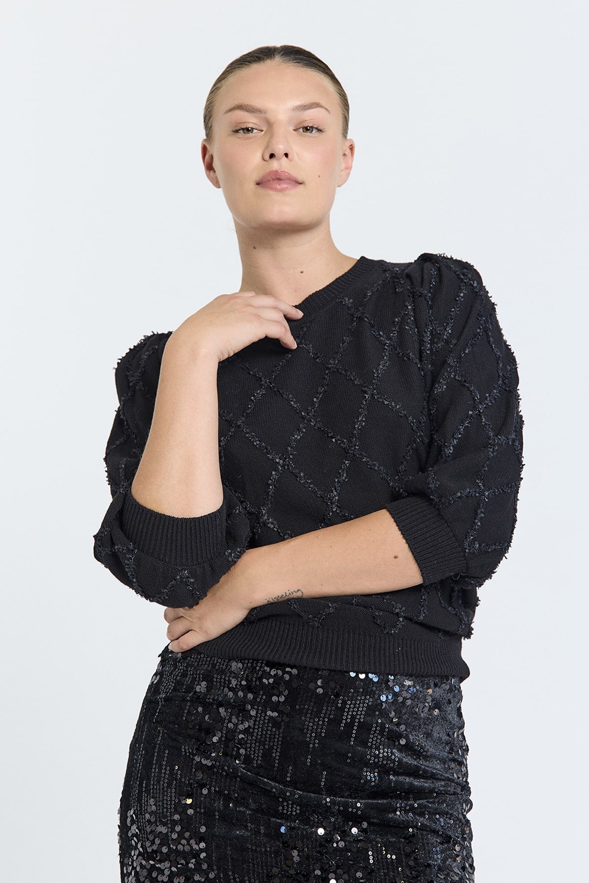 PULLOVER  DAMEN FQSAFRI VON FREE/QUENT IN SCHWARZ MZ#01018 Mode-Zauber