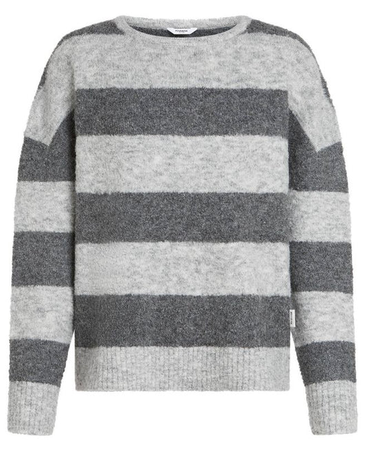 PULLOVER MIT STREIFEN VON PENN&INK W25C297 IN HELLGRAU MZ#00914 Mode-Zauber