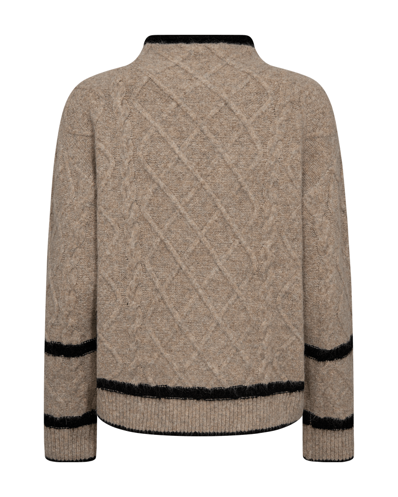 PULLOVER FQHIRO VON FREE/QUENT IN DESERT TAUPE MEL. W. BLACK MZ#00956 Mode-Zauber