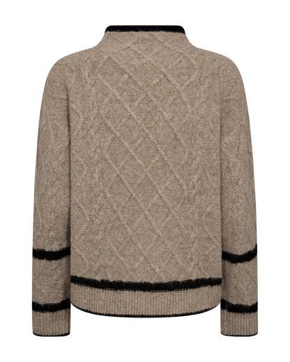 PULLOVER FQHIRO VON FREE/QUENT IN DESERT TAUPE MEL. W. BLACK MZ#00956 Mode-Zauber