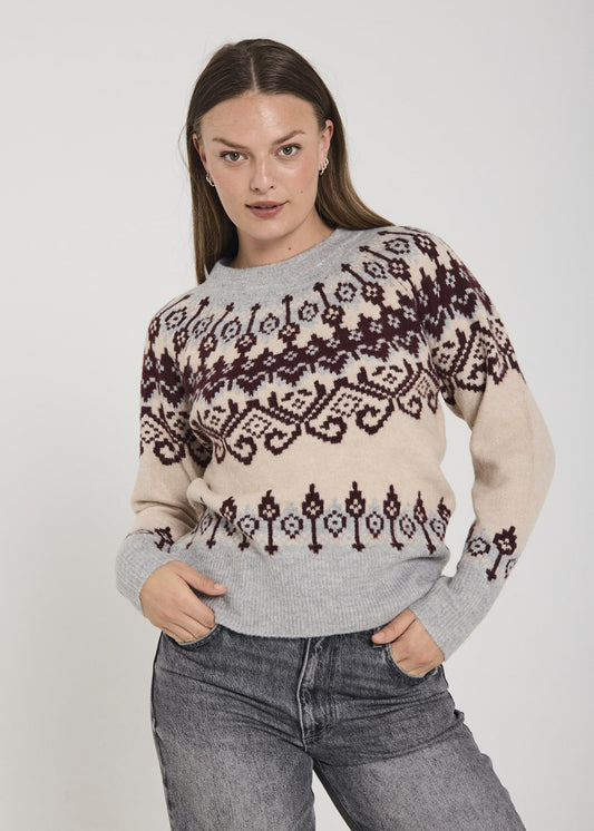 PULLOVER FQMERLA VON FREE/QUENT IN MOONBEAM MEL. DARK GREY MEL. MZ#00973 Mode-Zauber