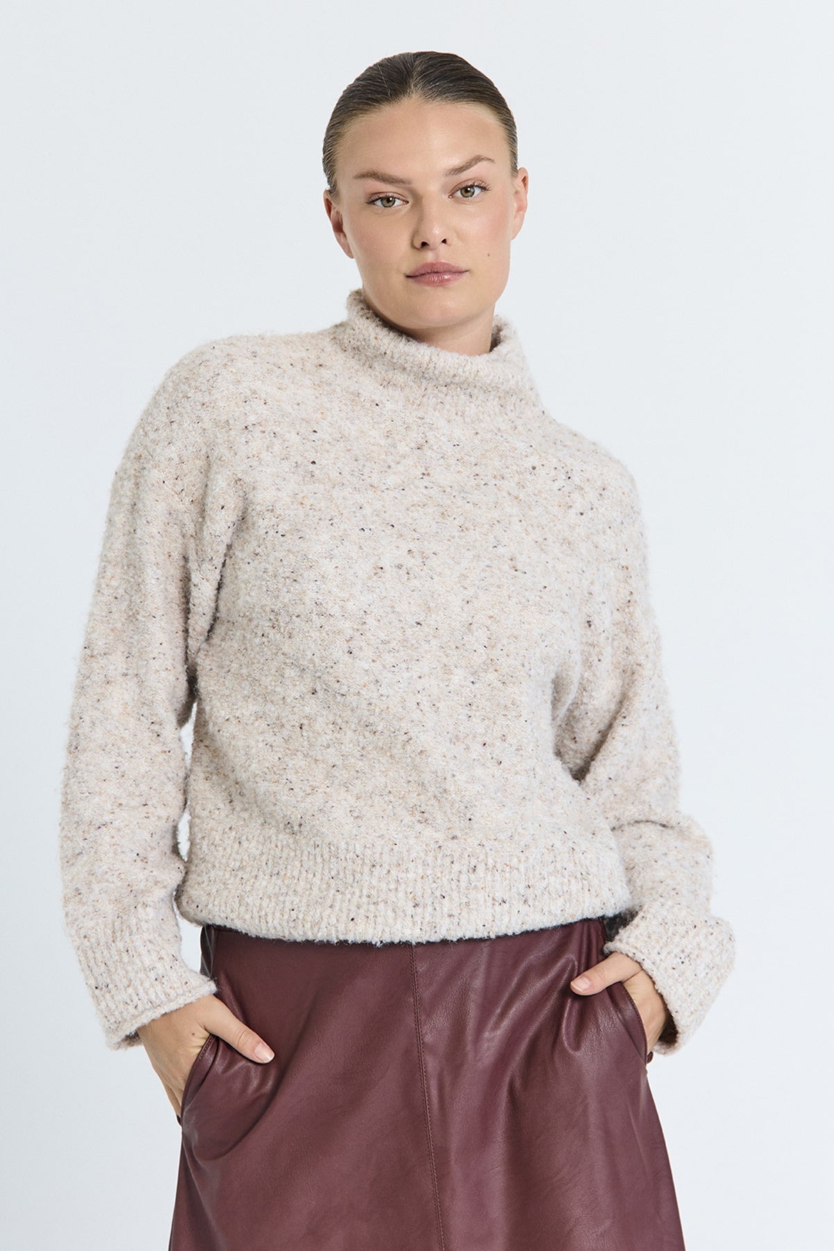 PULLOVER FQGRSNEMES VON FREE/QUENT IN MOONBEAM MELANGE MZ#00977 Mode-Zauber
