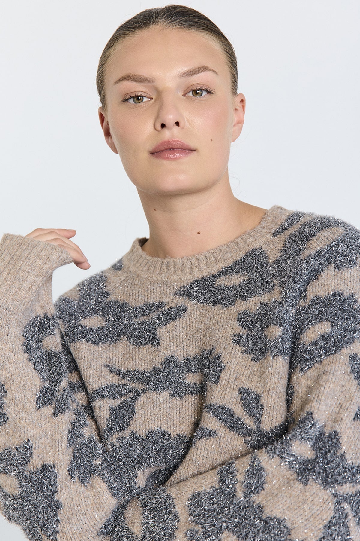 PULLOVER VON FREE/QUENT IN MOREL MEL. w. MED. GREY MEL. MZ#00987 Mode-Zauber