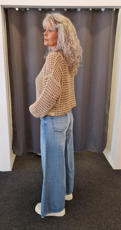 PULLOVER VON VICOLO IN BEIGE MIT GOLD GLITZER MZ#00782 Mode-Zauber