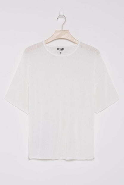 PULLOVER KURZARM KA:YA MIT MESH-STRUKTUR VON SENSES IN OPTICWHITE MZ#00864 Mode-Zauber