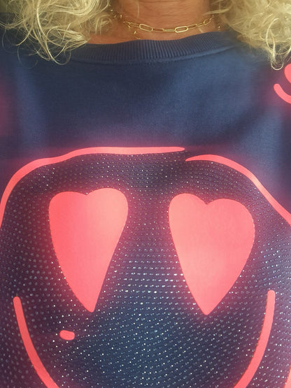 Damenpullover mit love von miss goodlife in Blau  MZ#00574 Mode-Zauber