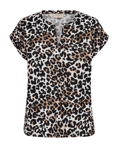 T-SHIRT FQVIVA VON FREE/OUENT IN SIMPLY TAUPE MIT SCHWARZ MZ#00678