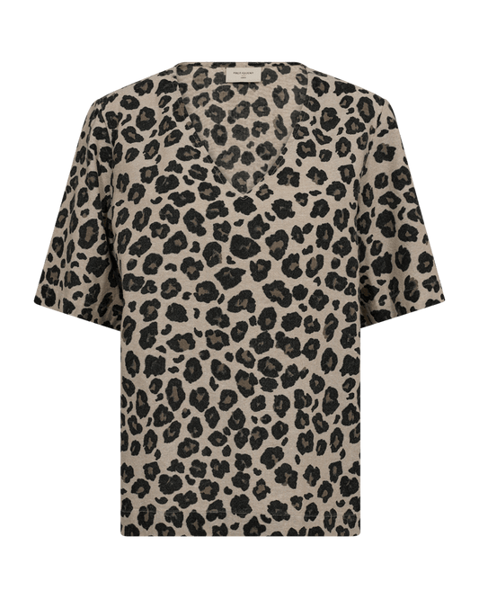 SHIRT LEO FQLAVISCO VON FREE/QUENT  SAND MELANGE M. SCHWARZ MZ#00799 Mode-Zauber