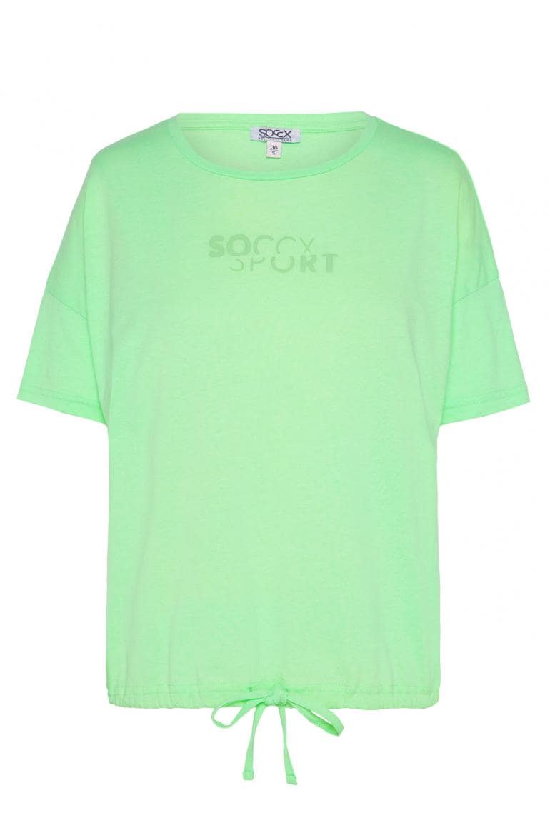 T-SHIRT OVERSIZEND MIT BINDEBANDSAUM VON SOCCX IN PEPPY GREEN MZ#00845 Mode-Zauber