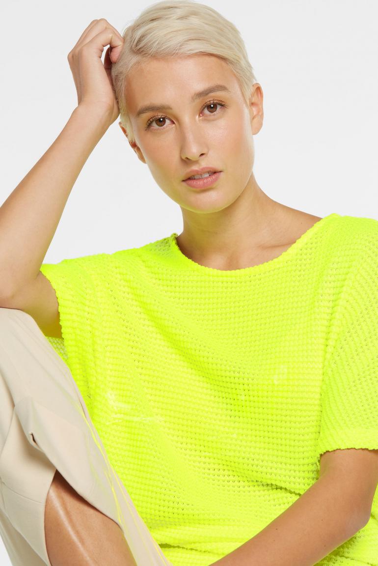 STRUKTURIERTES KURZARM-SHIRT KAR:LA VON SENSES IN NEW LIME MZ#00849 Mode-Zauber