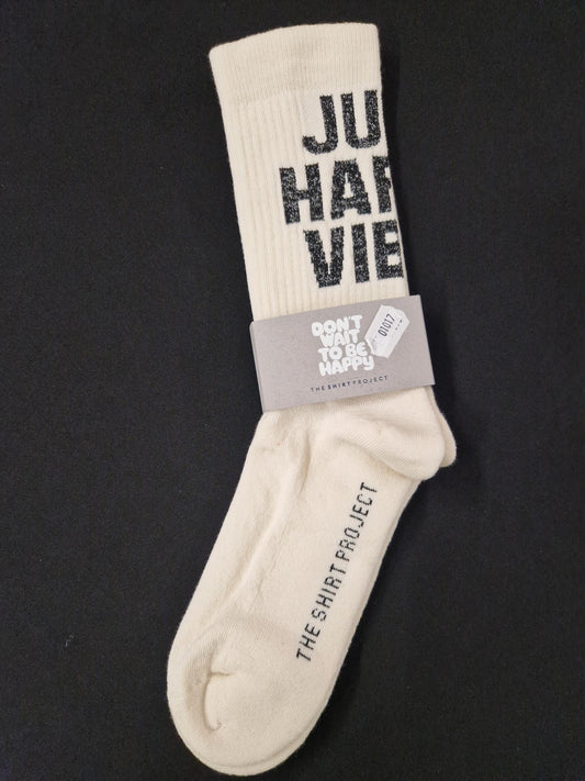 SOCKEN JUST HAPPY VON THESHIRT PROJEKT IN IVORY MZ#01017 Mode-Zauber